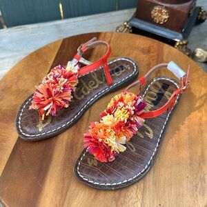 Sam Edelman Gillie Mini Floral Flower Croc Print Bow Sandal Women’s Size 3